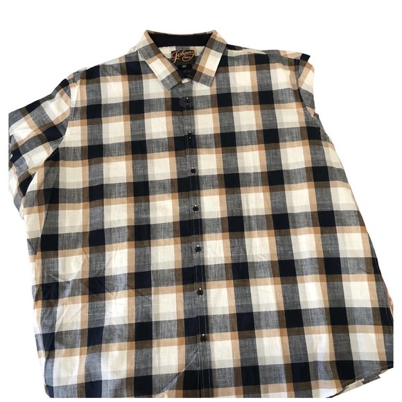Johnny Bigg Checker Print 100 % Cotton Button Down Shirt Top plus Size 6xl NWOT - Picture 6 of 9